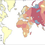 Mapa de la distribución de los tipos de sangre en el mundo