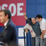 Un militante del PCPE sufre agresiones en el mitin de Rodríguez Zapatero