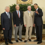 Foto de la tripulación del Apollo 11 con el presidente Obama, a 40 años de alunizaje