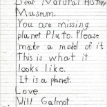Carta de un niño al director de un museo en la cual les menciona que se les olvidó el "planeta" Plutón