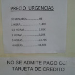 Tarifas del parking de Urgencias