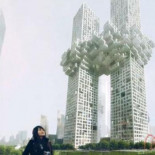 Complejo residencial coreano parece las Torres Gemelas en el momento del impacto de los aviones del 11-S