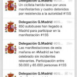 La Delegación del Gobierno de Madrid falsea la cifra de asistentes al 15S y los sitúa entre 50.000 y 65.000 participante