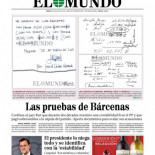 Portada de El Mundo:'Las pruebas de Bárcenas'