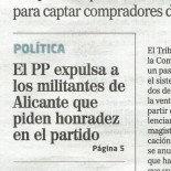 El PP expulsa a los afiliados alicantinos que piden honradez
