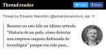 Resumo en este hilo mi último artículo "Historia de un pufo: cómo detectar una empresa casposa disfrazada de tecnológica" porque era solo para suscriptores