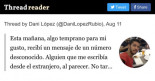 Esta mañana, algo temprano para mi gusto, recibí un mensaje de un número desconocido