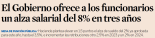 MALEMÁTICAS II: ¿el Gobierno ofrece un incremento del 8% en tres años a los funcionarios?
