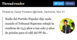 Nadie del Partido Popular dijo nada cuando el Tribunal Supremo rebajó la condena de 13,5 años a tan solo 5 años de prisión