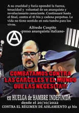 Alfredo Cóspito cumple su tercer mes de huelga de hambre. Su salud esta muy deteriorada y el estado italiano dice que responderá a su reivindicación cuando ya esté muerto