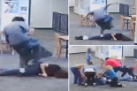 Un vídeo muestra cómo un alumno de 1,90 golpea a una profesora hasta dejarla inconsciente por llevarse una Nintendo Switch [ENG]