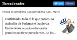 Confirmado, todo es lo que parece. La exclusión de Podemos e Izquierda Unida de los espacios electorales gratuitos no tiene precedentes