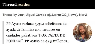 Ayuso rechaza 3.312 solicitudes de ayuda de familias con menores en cuidados paliativos "por falta de fondos"
