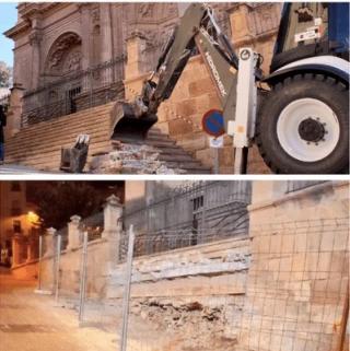 Mutilan la Colegiata de San Patricio de Lorca para facilitar el paso de vehículos