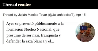 Se presentó públicamente a la formación Núcleo Nacional, que presume de ser nazi, franquista y defender la raza blanca y el cristianismo