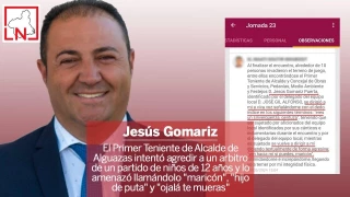 El Primer Teniente de Alcalde de Alguazas intentó agredir a un arbitro de un partido de niños de 12 años y lo amenazó llamándolo “maricón”, “hijo de puta” y “ojalá te mueras” según el acta arbitral