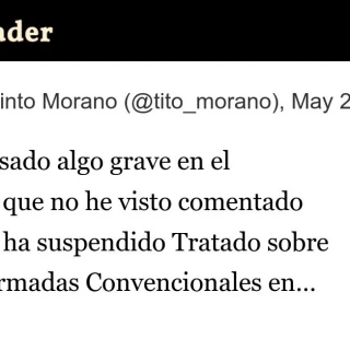 Hoy ha pasado algo grave en el Congreso... Se ha suspendido Tratado sobre Fuerzas Armadas Convencionales en Europa, con los votos de PSOE, PP, VOX y Sumar