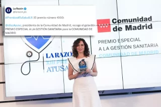 Ayuso recibe un premio de 'La Razón' por la gestión sanitaria y el chiste se cuenta solo: "A Netanyahu, el Nobel de la Paz"