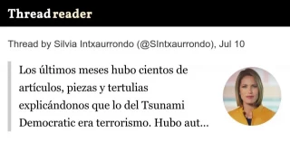 Silvia Intxaurrondo: "Los últimos meses hubo cientos de artículos, piezas y tertulias explicándonos que lo del Tsunami Democratic era terrorismo"