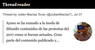 Ayuso se ha sumado a la moda de difundir contenidos de las protestas del 2017 como si fueran actuales