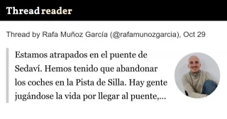 Estamos atrapados en el puente rodeados de agua, hemos tenido que abandonar los coches