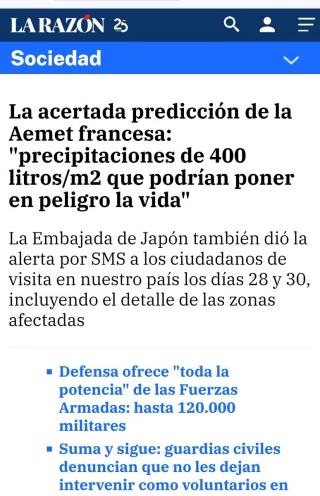 Atentos a cómo La Razón nos quiere colar un BULO sobre una predicción que nunca existió sobre la "AEMET francesa"