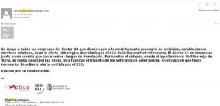 Dana Valencia: Riba-roja alertó del “riesgo de inundación” del Poyo 5 horas antes del SMS