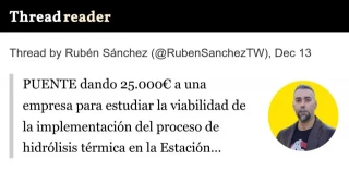 Puente dando 25.000€ a una empresa para estudiar la viabilidad de la implementación del proceso de hidrólisis térmica en la Estación Depuradora de Aguas Residuales de Valladolid y Ayuso...