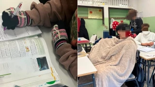 Mantas, guantes y termómetros a 12° en clase: así se congelan los estudiantes de un instituto de Madrid