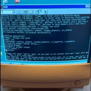 Modelo de lenguaje LLaMA ejecutado en una antigua computadora con Windows 98 y 128 MB de RAM [EN]