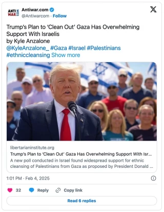 Solo el 3% de los israelíes judíos cree que el plan de limpieza étnica de Trump para Gaza es inmoral [EN]