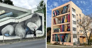 Artista callejero holandés pinta las fachadas de libros y otras cosas
