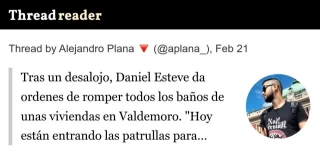 Tras un desalojo, Daniel Esteve da ordenes de romper todos los baños de unas viviendas en Valdemoro