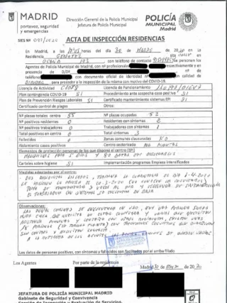 Actas de la policía y la UME sobre las residencias de la Comunidad de Madrid
