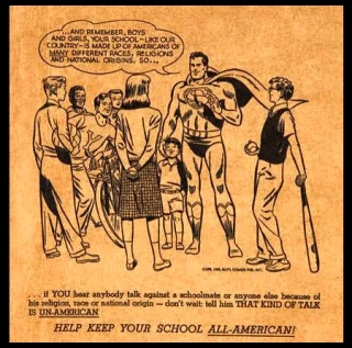 Un cartel de Superman de 1950 instaba a los niños a defender a todos los estadounidenses, independientemente de su raza, religión u origen nacional [Eng]