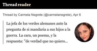 La jefa de los verdes alemanes ante la pregunta de si mandaria a sus hijos a la guerra: "de verdad que no quiero hablar de mi familia."
