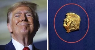 Trump ordena ahora a su gabinete y a sus leales que lleven el pin 'Busto de oro de Trump' en lugar del de la bandera estadounidense (Eng)