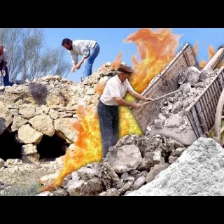 Los yeseros. Calcinación de piedras de yeso en hornetes ancestrales construidos a mano en el monte