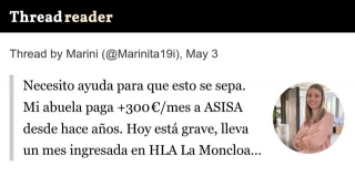 Mi abuela paga +300 €/mes a ASISA desde hace años. Hoy está grave, lleva un mes ingresada en HLA La Moncloa y lo que estamos viviendo es un auténtico INFIERNO