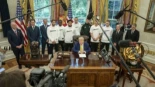 La surrealista visita de la Juventus a la Casa Blanca: Figurantes mientras Trump habla de Irán por televisión y una pregunta incómoda
