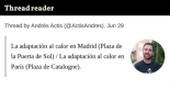 La adaptación al calor de Madrid y la Puerta del Sol / La adaptación de Paris y la Plaza de Catalogne
