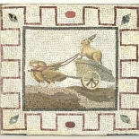 Un conejo monta un carro tirado por gansos en un antiguo mosaico romano (siglo II d.C.) [ENG]