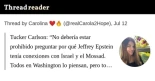 Tucker Carlson:  “No debería estar prohibido preguntar por qué Jeffrey Epstein tenía conexiones con Israel y el Mossad"