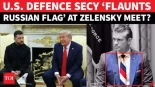 Pete Hegseth vistiendo una corbata con los colores de la bandera rusa en el encuentro entre Trump y Zelenski [ENG]