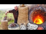 Horno de REDUCCIÓN DE HIERRO primitivo a más de 1200º. Transformando MINERALES en hierro como antaño