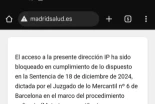 Las operadoras bajo el control de LaLiga bloquean la web de Madrid Salud