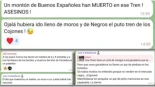 "Ojalá hubiera ido lleno de moros y negros el puto tren": un chat con 1.300 ultras propaga el odio racial