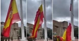 Tercera bandera gigante de Colón que se autodestruye en un mes, esta vez sin llegar a izarse