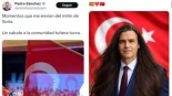 Sánchez comparte un vídeo de una bandera de Turquía en un mitin del PSOE y las respuestas son tronchantes: "Va ser el presidente de los mil milenios"