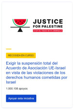 La Iniciativa Ciudadana para la suspensión total del Acuerdo UE-Israel alcanza 1 millón de firmas